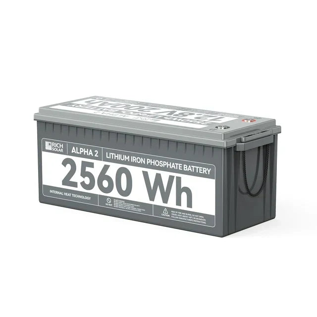Rich Solar Alpha 2 12V 200Ah LiFePO4 Lithium Iron Phosphate Battery w/ Internal Heating and Bluetooth Function