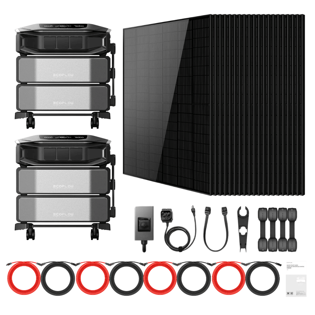2 x EcoFlow DELTA Pro Ultra X Inverter + Batteries + 415W Solar Panels - Off Grid Stores