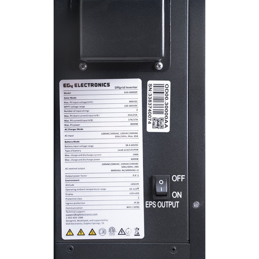 EG4 6000XP Off-Grid Inverter | 6000W Output | 8000W PV Input | 48V Split Phase Hybrid Solar Inverter