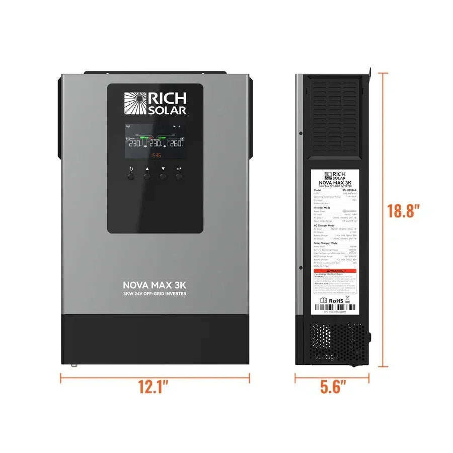 Rich Solar NOVA MAX 3K 2026 24V 3000W Off-Grid Hybrid Inverter