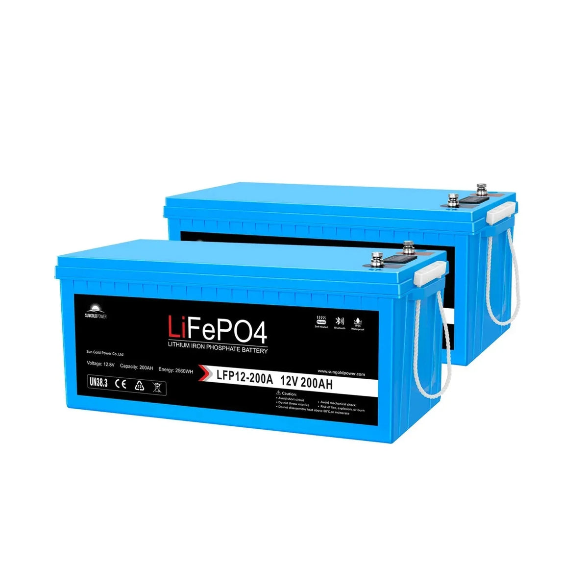 SunGoldPower 12V 200AH LIFEPO4 Deep Cycle Lithium Battery Bluetooth / Self - Heating / IP65 - Off Grid Stores